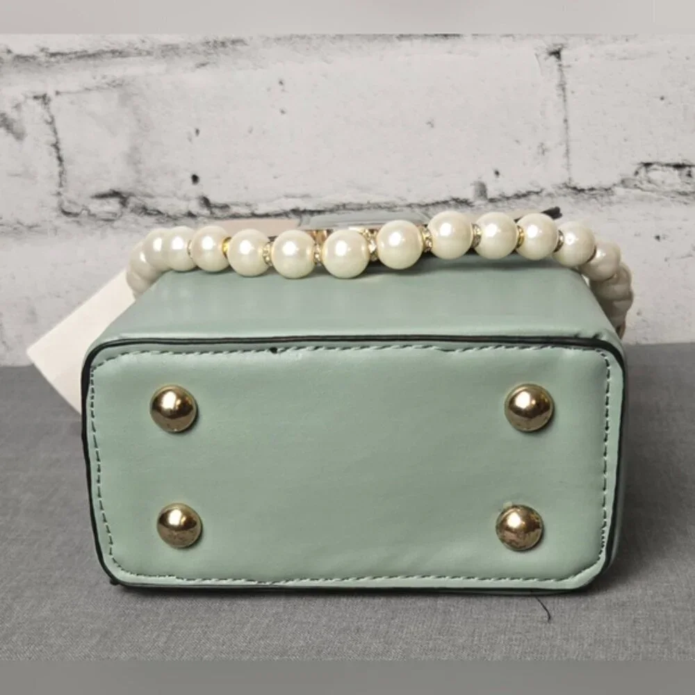 Chic Cat Design Green and Cream Crossbody / Handbag